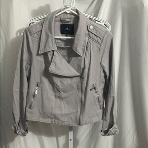 7 For All Mankind Light Gray Leather Jacket